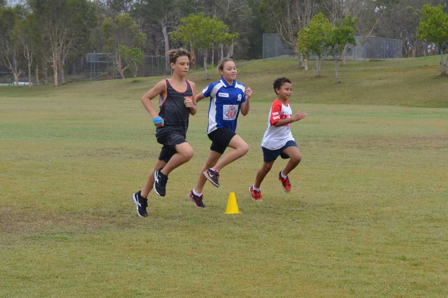 Lachlan Jensen, Angelica Geurts and Malakai Kissier in training for sprints