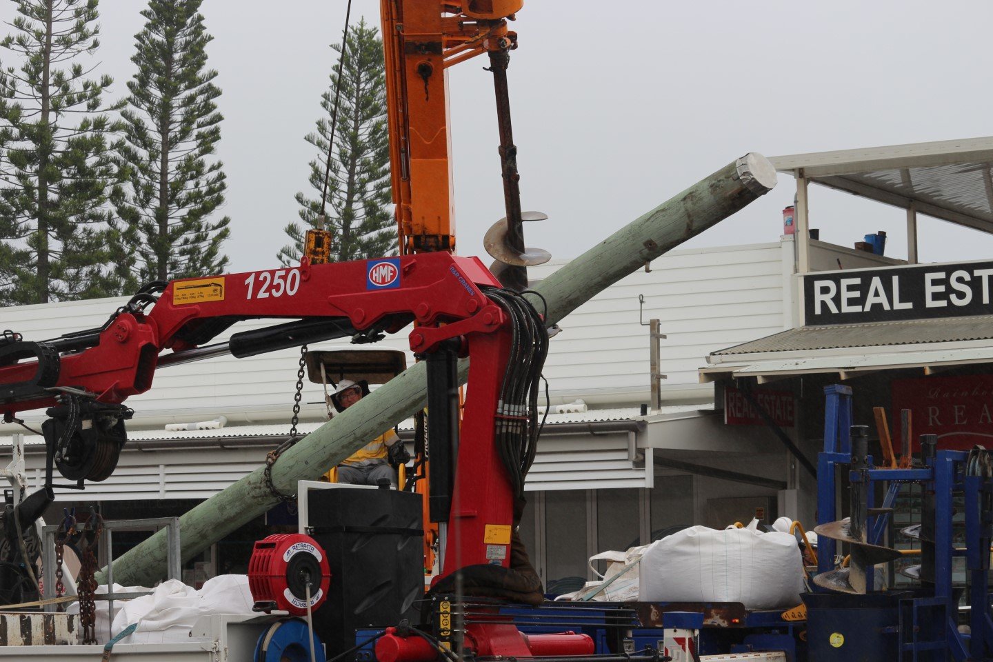 The power poles along the main street of Rainbow Beach were removed last month to make way for underground power, with much cheering from locals