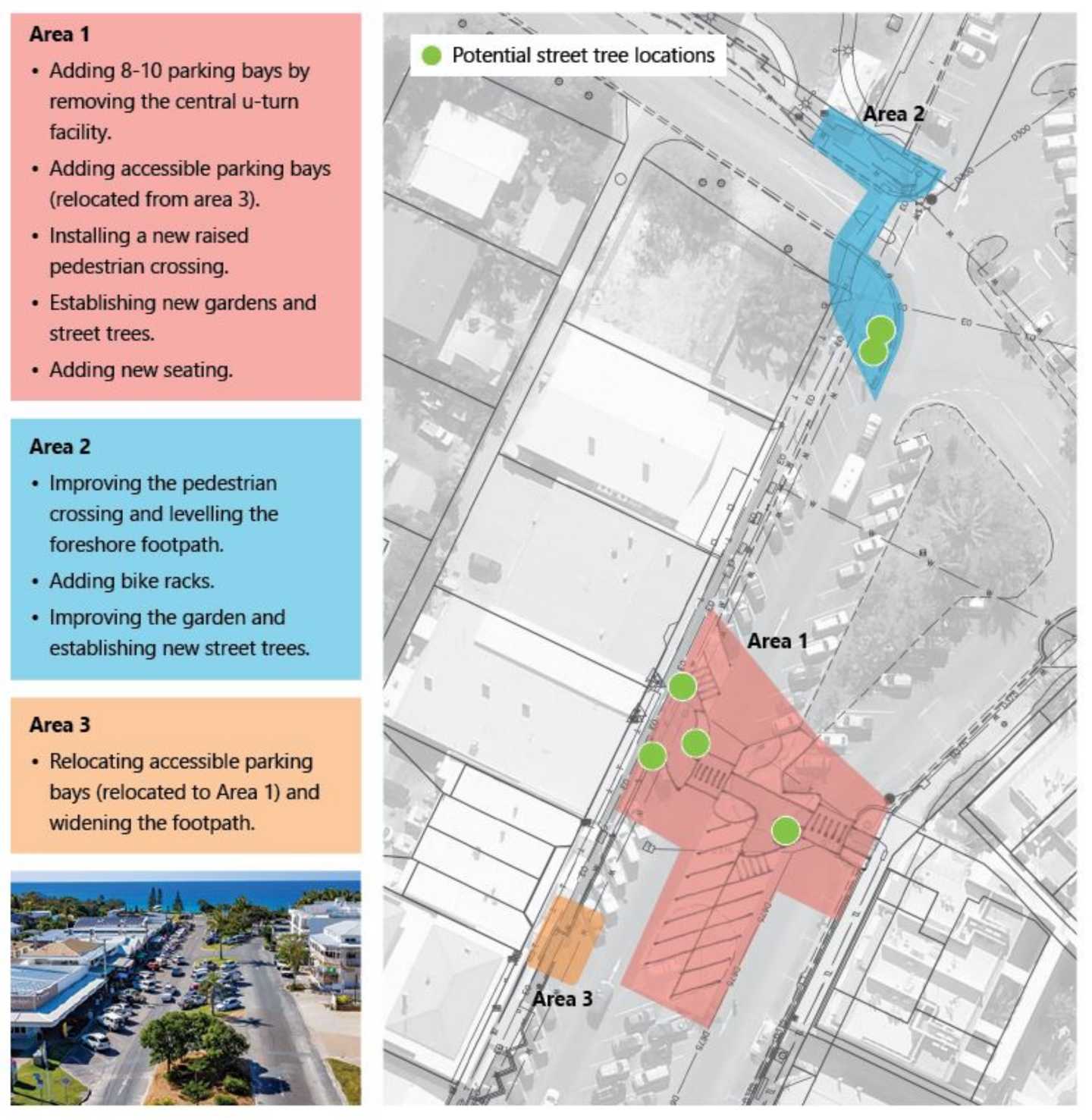 The survey map detailing changes to the main street of Rainbow Beach - have your say on the link in the story 