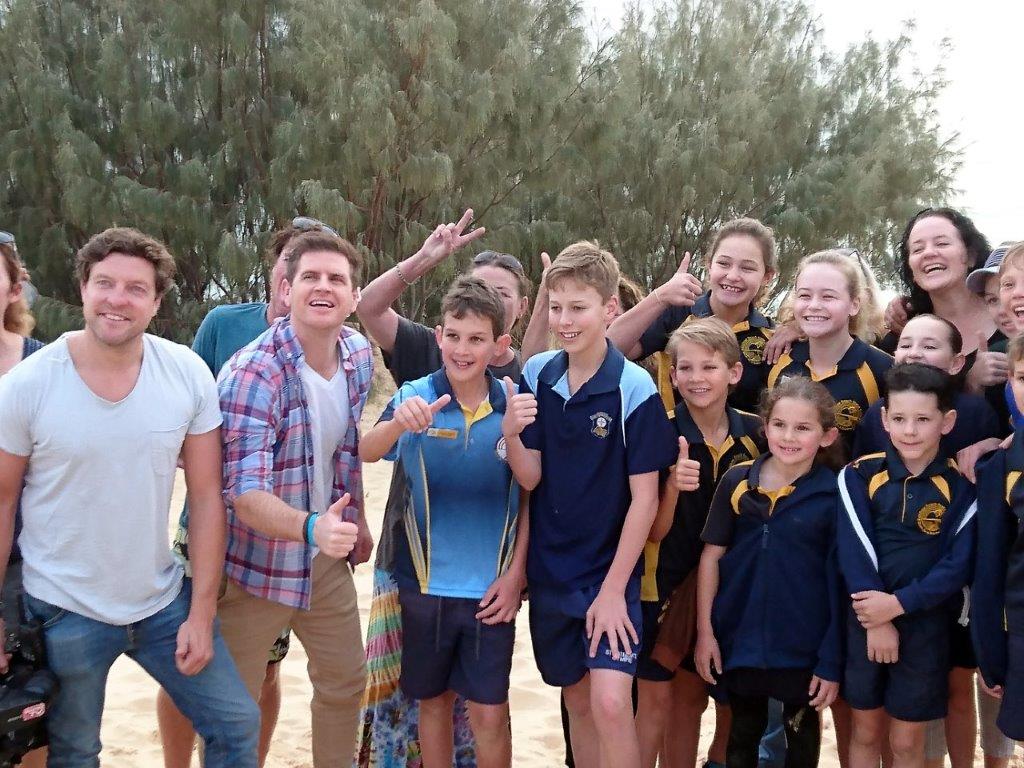 Sam Mac was swamped with locals keen to show how friendly Rainbow Beach is!