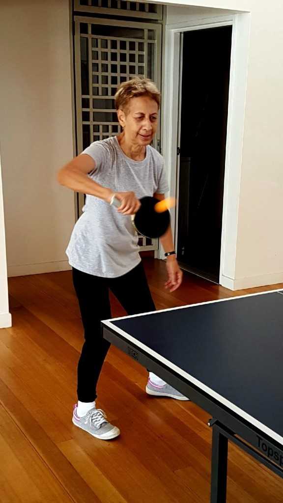 Jan Kemp returns serve at the Community Centre Table Tennis morning