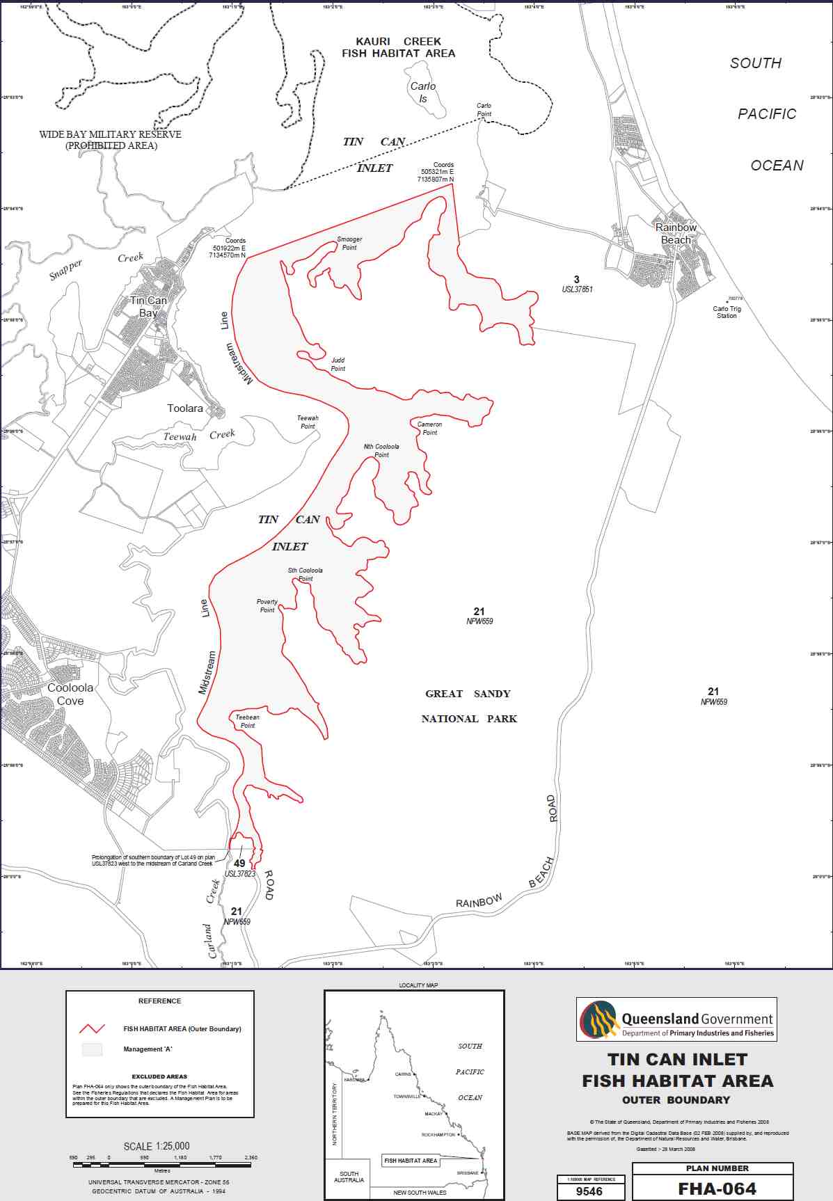 Tin Can Bay Pearl farm map proposed