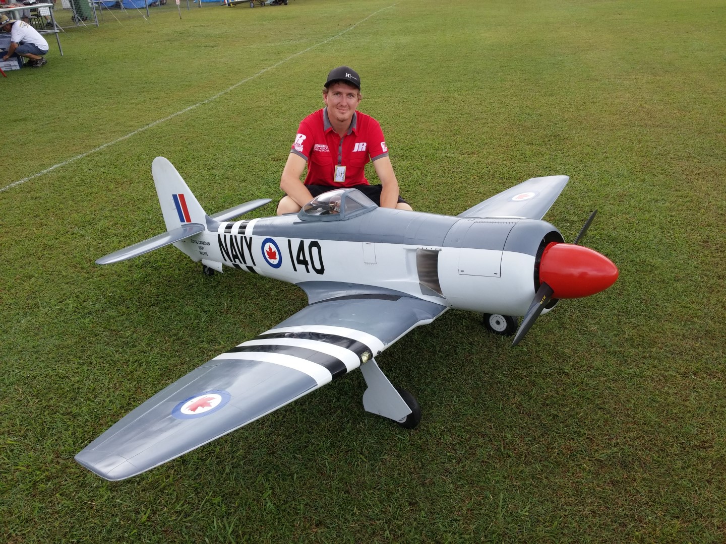 Aaron Garle with his Seafury at last years Warbirds