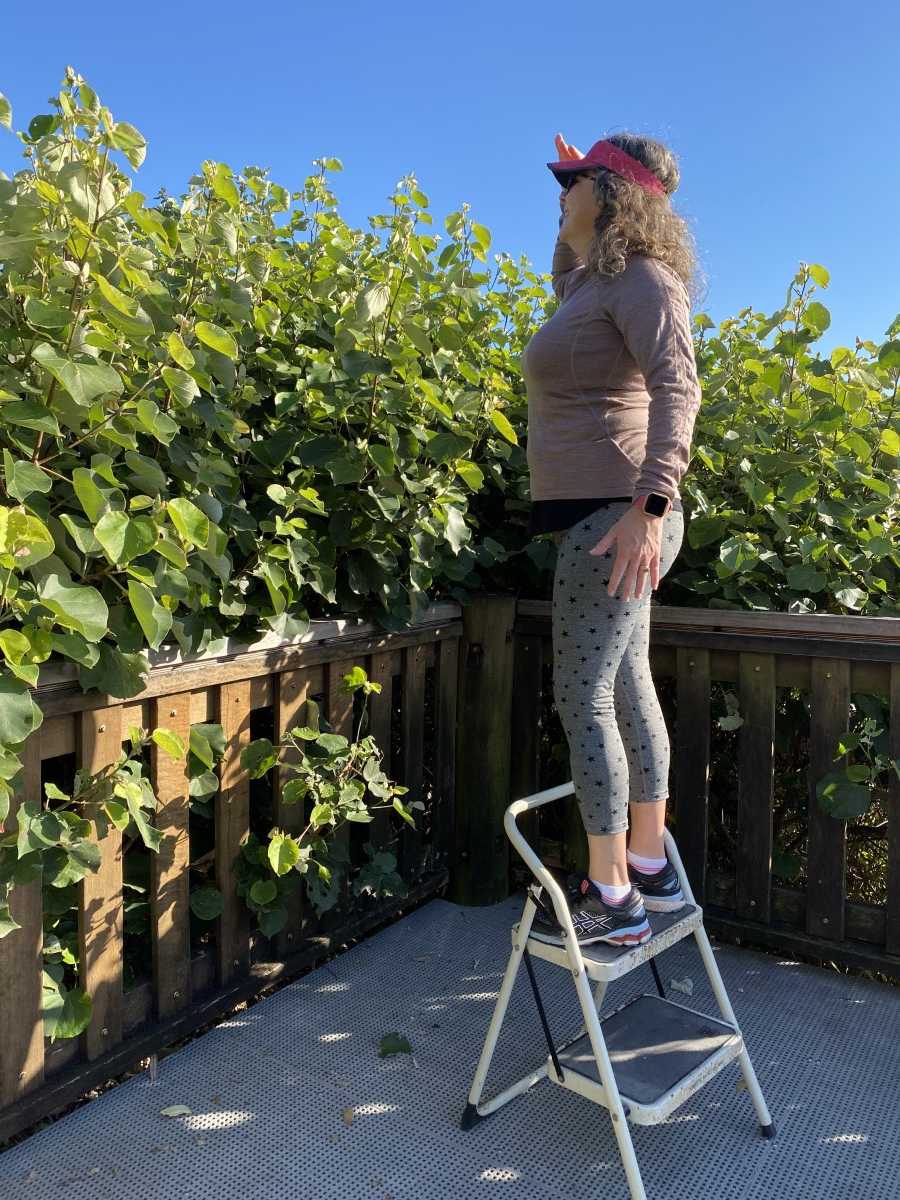 Michelle Gilmore enjoying the lookout views Image Fiona Worthington