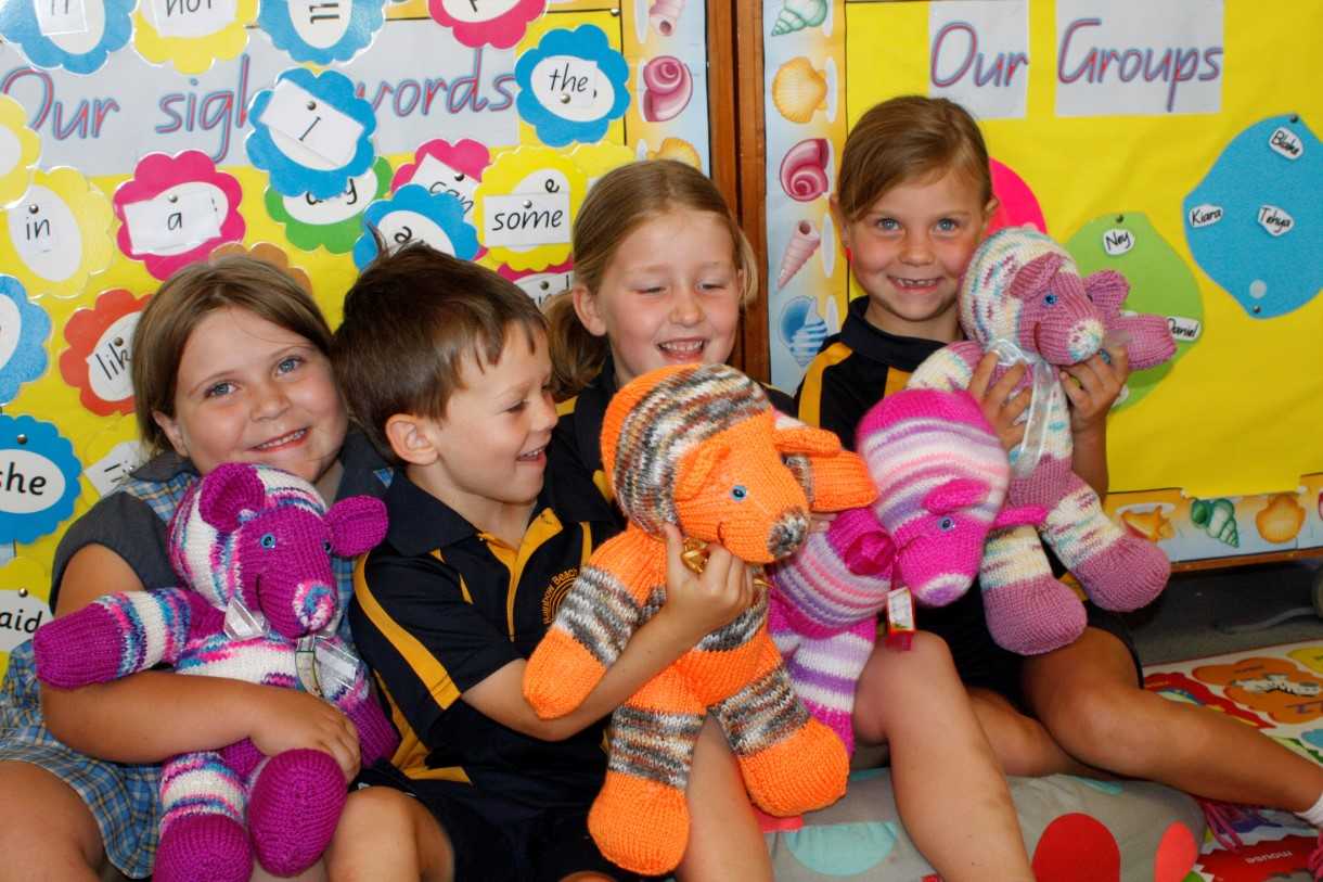 Lilly, Dan, Tehya and Kiara were delighted with their Christmas teddies, lovingly made by Val Duignan
