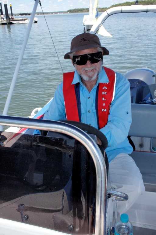 Peter Pickin at the helm