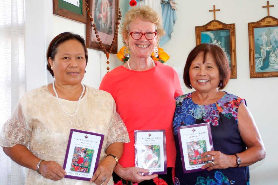 St John Vianney congregation members Adelaida Allars, Maggie Travers and Teresita Moffatt invite you to the World Day of Pray