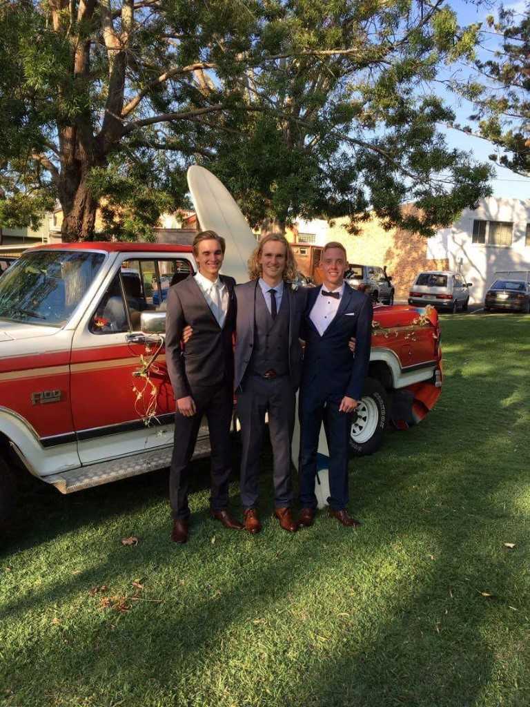 Liam (centre) with friends, Jordan Brown and Willis Lovell.