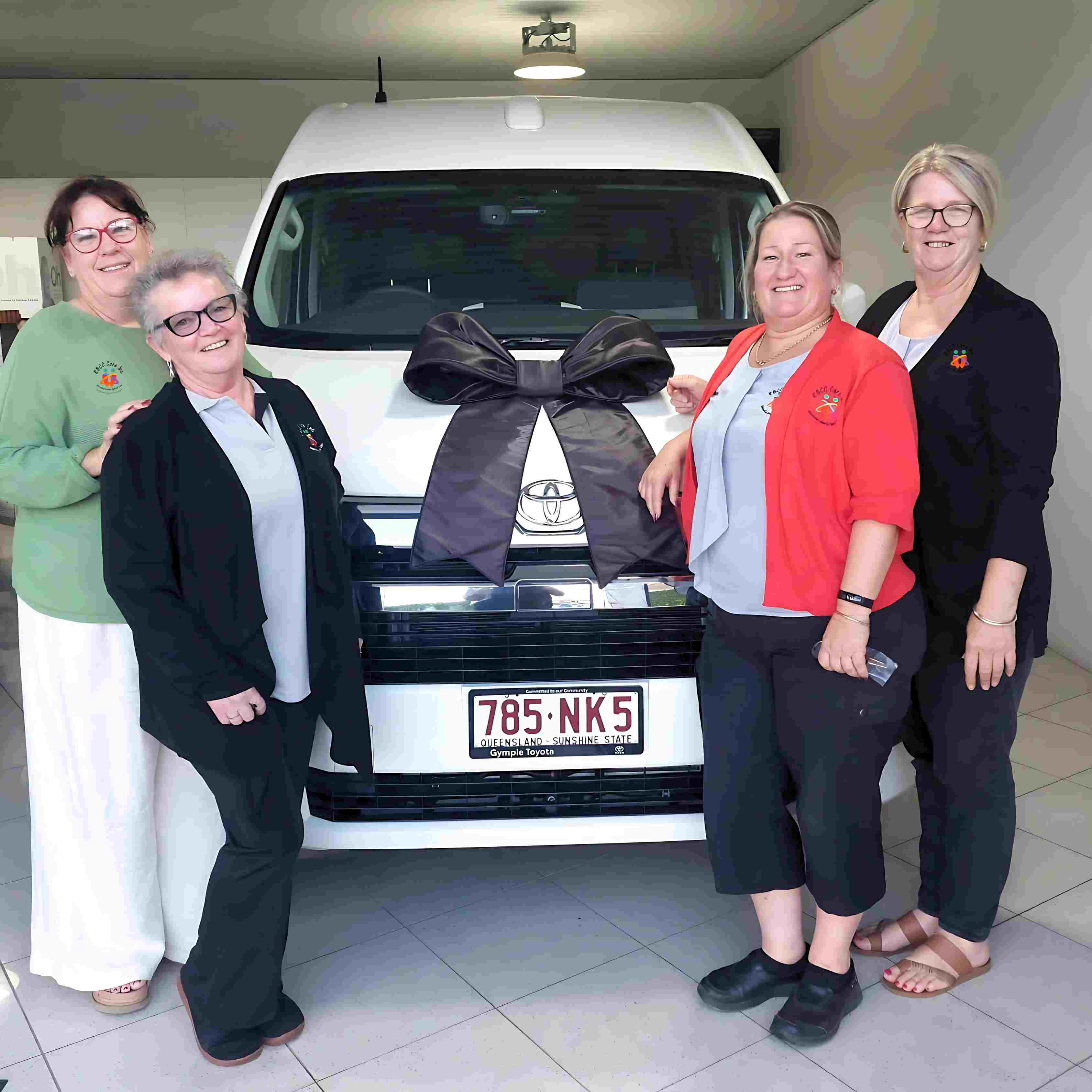 President Kylie Betteridge, Admin Barb Rees, Coordinator Tamara Emms, and Admin Leanne Jones-Pfitzner picking up the new wheels!