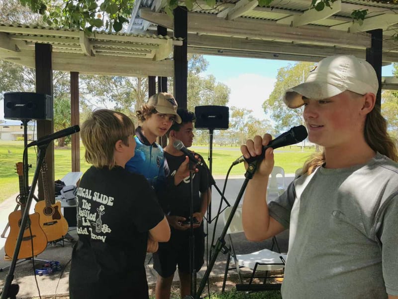 CCYAP - Our fearless local lads belting out a tune at the recent Tin Can Bay markets. Feel free to join them!