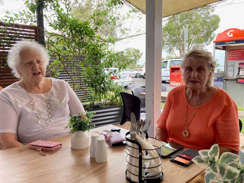 Probus Treasurer Barbara with President Cherryl at our January morning tea.