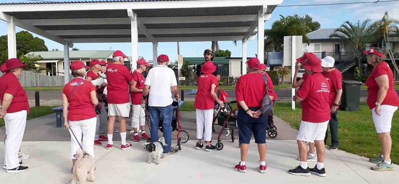 Great to gather the CC Wheelie Walkers with the Tin Can Bay early and later Heart Foundation Walking groups