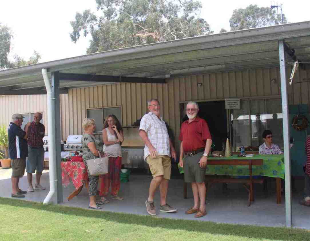 Members Rob Norris and Mike Happy enjoying a laugh at ‘The Shed’