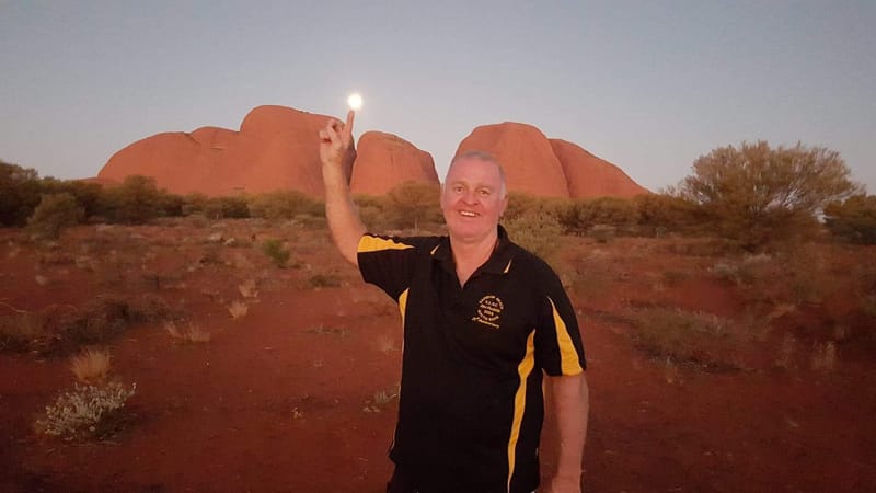 Dave Hewitt will be missed greatly by all who knew him - photo at the Olgas on a recent trip with wife Kerri.