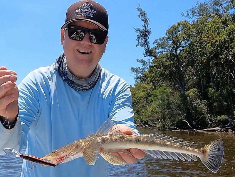 Club sponsor and member Chris RIppon with a lure-caught flathead