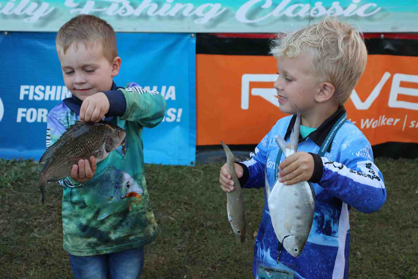 Olly and Kasey compare catches at a Fishing Classic