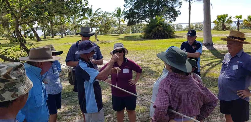 Seniors receiving training by the TCB Fishing Club members