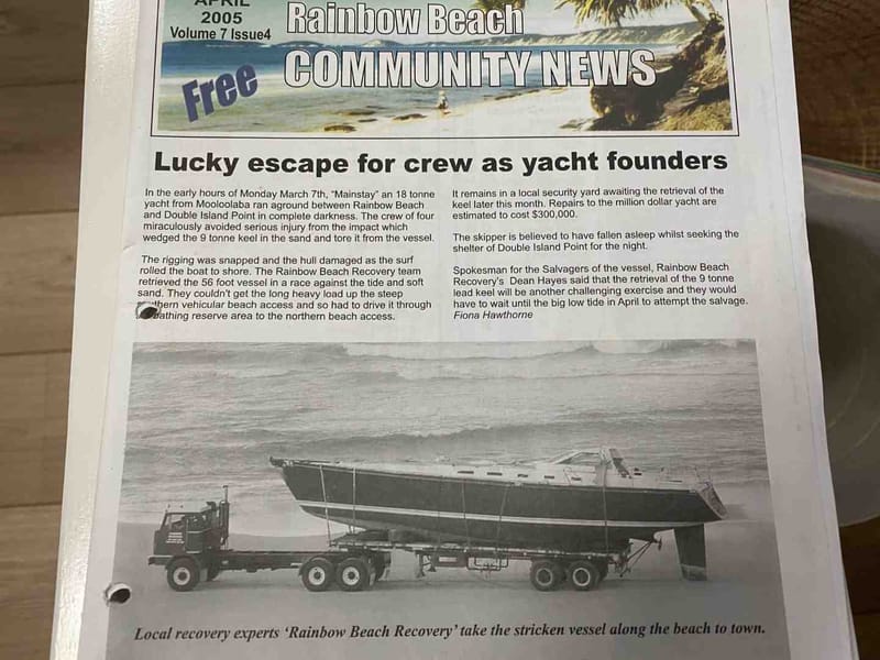 April, 2005, Volume 7, Issue 4, Rainbow Beach Community News - Mainstay shipwreck