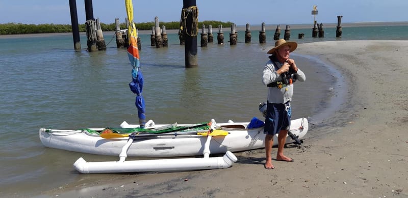 Murray about to leave on his seven-day canoe trip