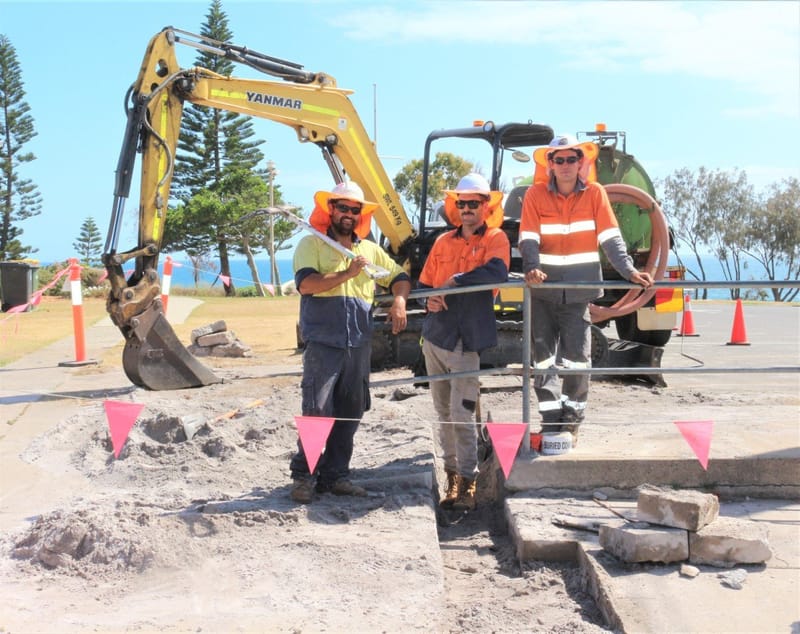 The undergrounding of power along the main street of Rainbow Beach is running to schedule