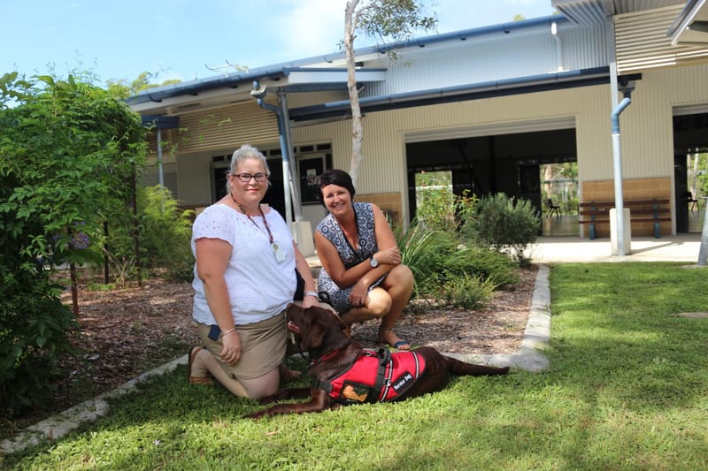 Ryder with Tin Can Bay School Deputy Principal, Sandy Lewis and Caroline Milne