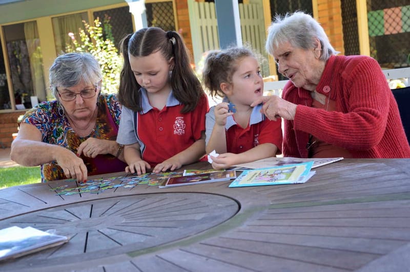 Residents helped Quinn and Lucy with jigsaw puzzles