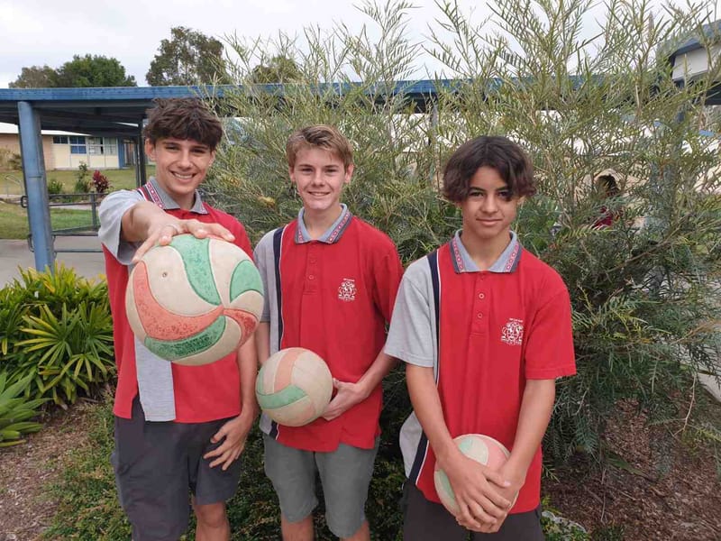 Wide Bay Volleyball team members Rakeen Masri, Blake Hale and Blayd Watt