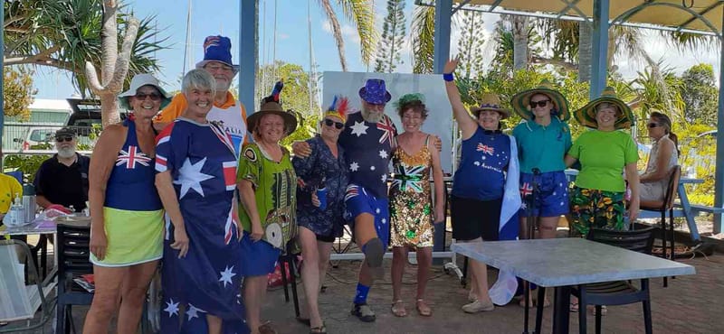 A happy crowd in Aussie dress up at the Australia Day Olive Trophy Challenge
