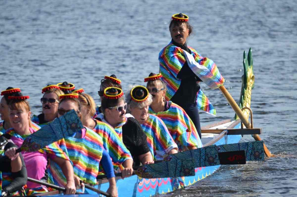 Dragons Abreast Gold Coast Team got right into the fancy dress spirit, complete with fake moustaches