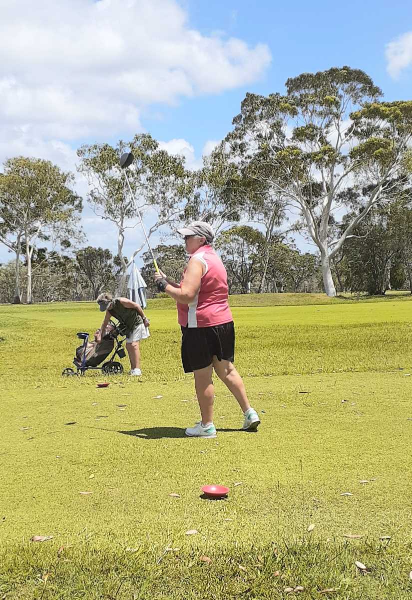 Golf - Irene Brogden teeing off on the 11th fairway