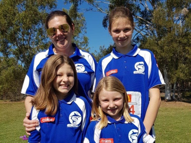 Janae, Jamie-Lee and Maddison Katon with Mum Renee are just one family that love the fun and fitness of Little Athletics