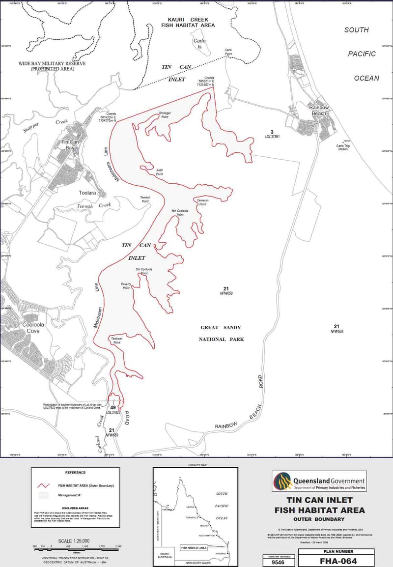 Tin Can Bay Pearl farm map proposed